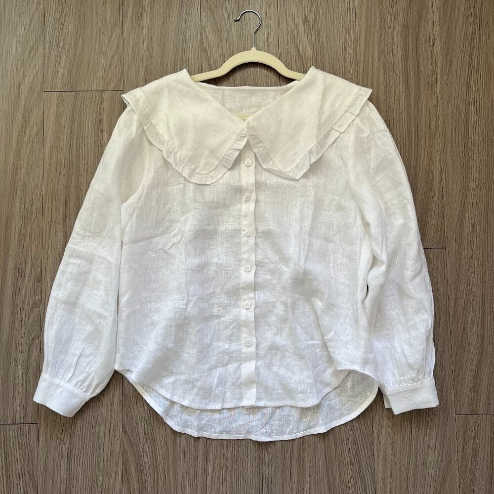 Marlow and Mae White Linen Blouse (Size AU XS/US 6-8)